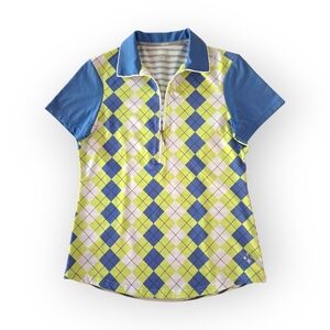 JOFIT Striped Argyle Polo Golf Tennis Club Shir Small